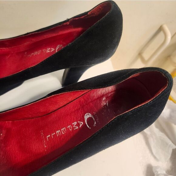 Jeffrey Campbell California Black Suede Square Toe Chunky Heel Pumps Sz.8.5 $135 - Picture 4 of 7